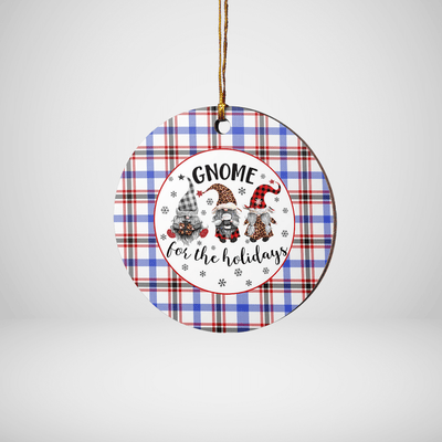 Clan Boswell Modern Tartan Gnome Round Ceramic Ornament