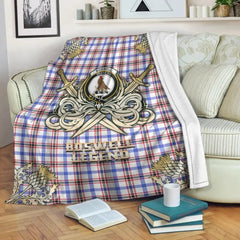 Clan Boswell Modern Tartan Gold Courage Symbol Blanket HG74 Clan Boswell Tartan Today   