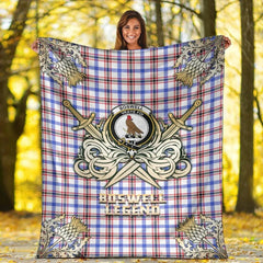 Clan Boswell Modern Tartan Gold Courage Symbol Blanket HG74 Clan Boswell Tartan Today   