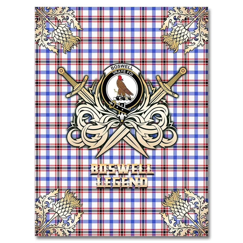 Clan Boswell Modern Tartan Gold Courage Symbol Blanket HG74 Clan Boswell Tartan Today   