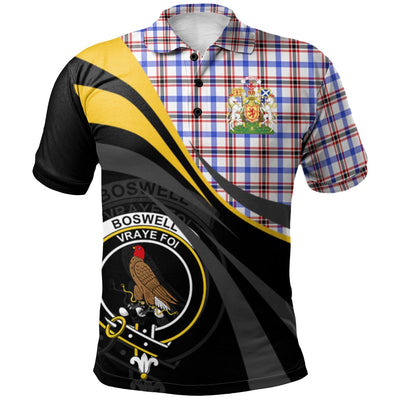 Clan Boswell Modern Tartan Polo Shirt - Royal Coat Of Arms Style