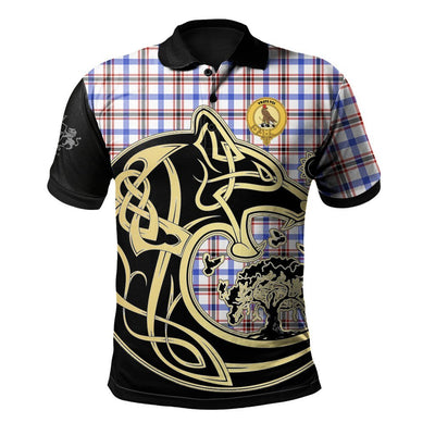Clan Boswell Modern Tartan Polo Shirt Viking Wolf