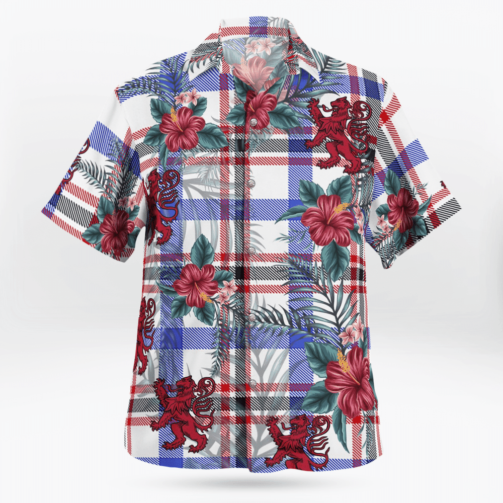 Clan Boswell Modern Tartan Scottish Lion Hawaiian Shirt WA90 Boswell Modern Tartan Tartan Hawaii Shirt   