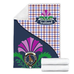 Clan Boswell Tartan Crest Premium Blanket Thistle Style FR26 Clan Boswell Tartan Today   