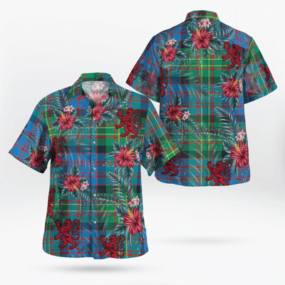 Clan Bowie Ancient Tartan Scottish Lion Hawaiian Shirt