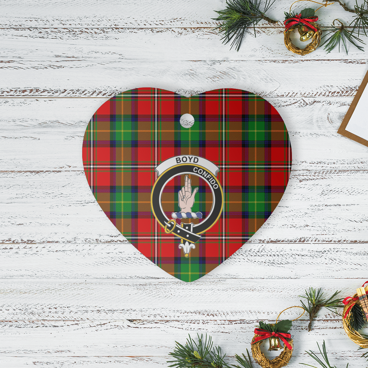 Clan Boyd Modern Tartan Crest Heart Ceramic Ornament GT60 Boyd Modern Tartan Tartan Christmas   
