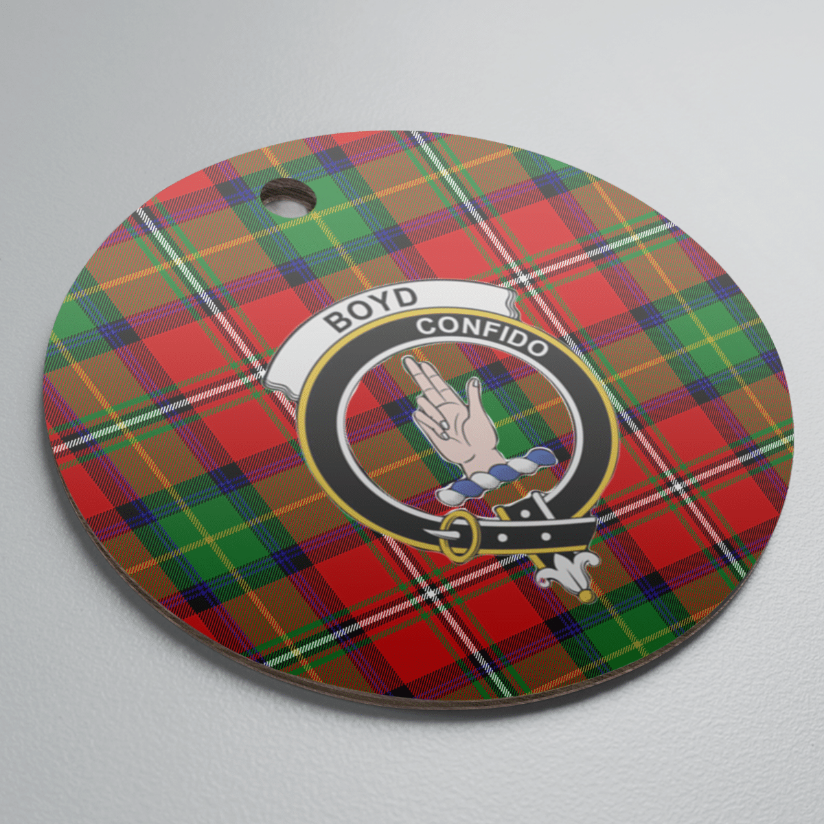 Clan Boyd Modern Tartan Crest Round Ceramic Ornament KU31 Boyd Modern Tartan Tartan Christmas   