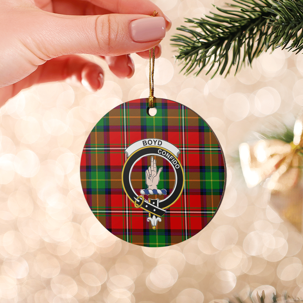 Clan Boyd Modern Tartan Crest Round Ceramic Ornament KU31 Boyd Modern Tartan Tartan Christmas   