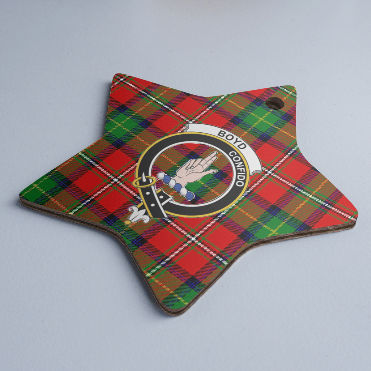 Clan Boyd Modern Tartan Crest Star Ceramic Ornament PE46 Boyd Modern Tartan Tartan Christmas   