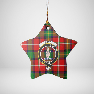 Clan Boyd Modern Tartan Crest Star Ceramic Ornament