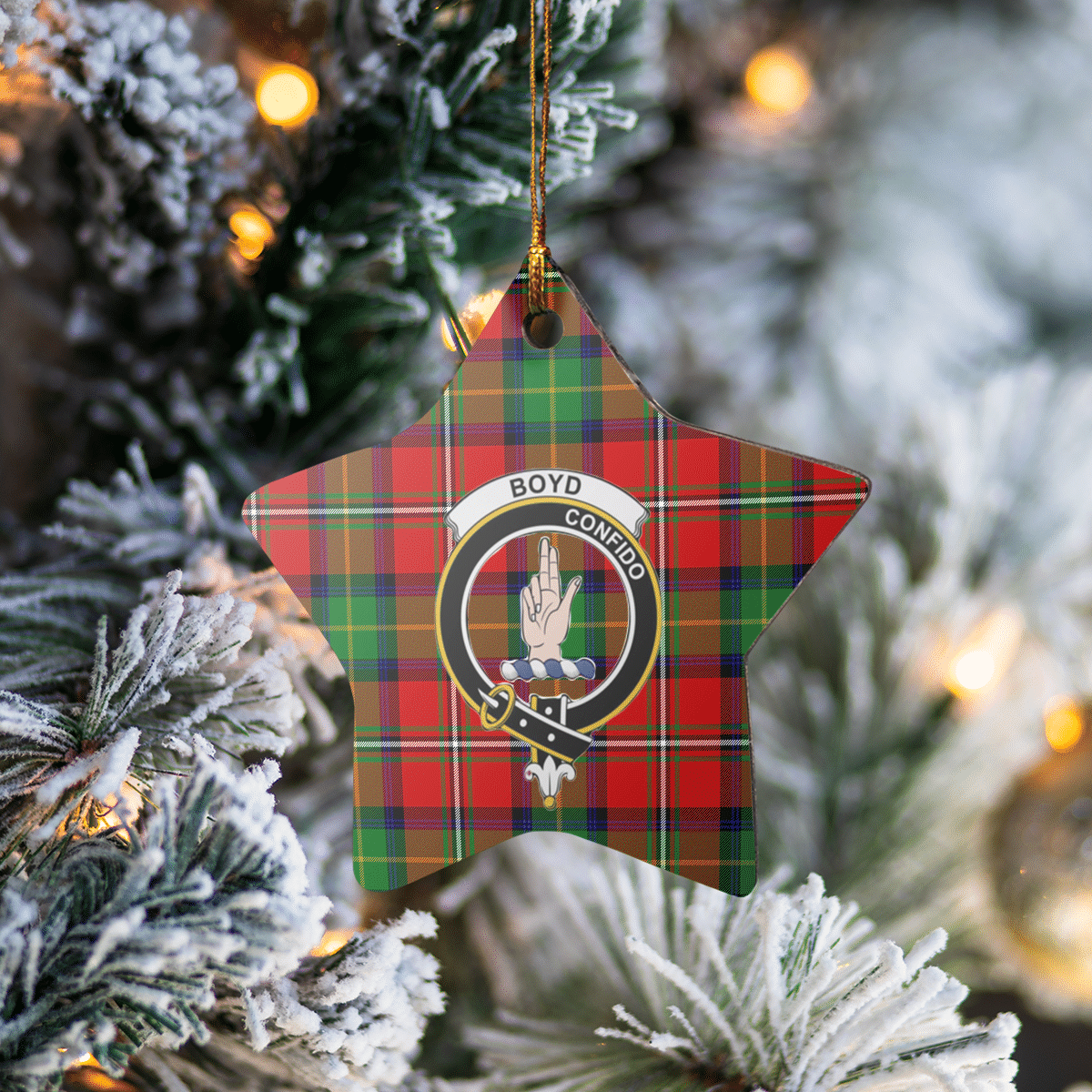 Clan Boyd Modern Tartan Crest Star Ceramic Ornament PE46 Boyd Modern Tartan Tartan Christmas   