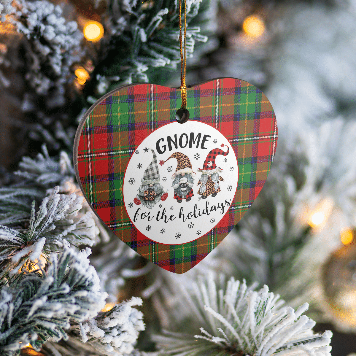 Clan Boyd Modern Tartan Gnome Heart Ceramic Ornament VT53 Boyd Modern Tartan Gnome Tartan Christmas   