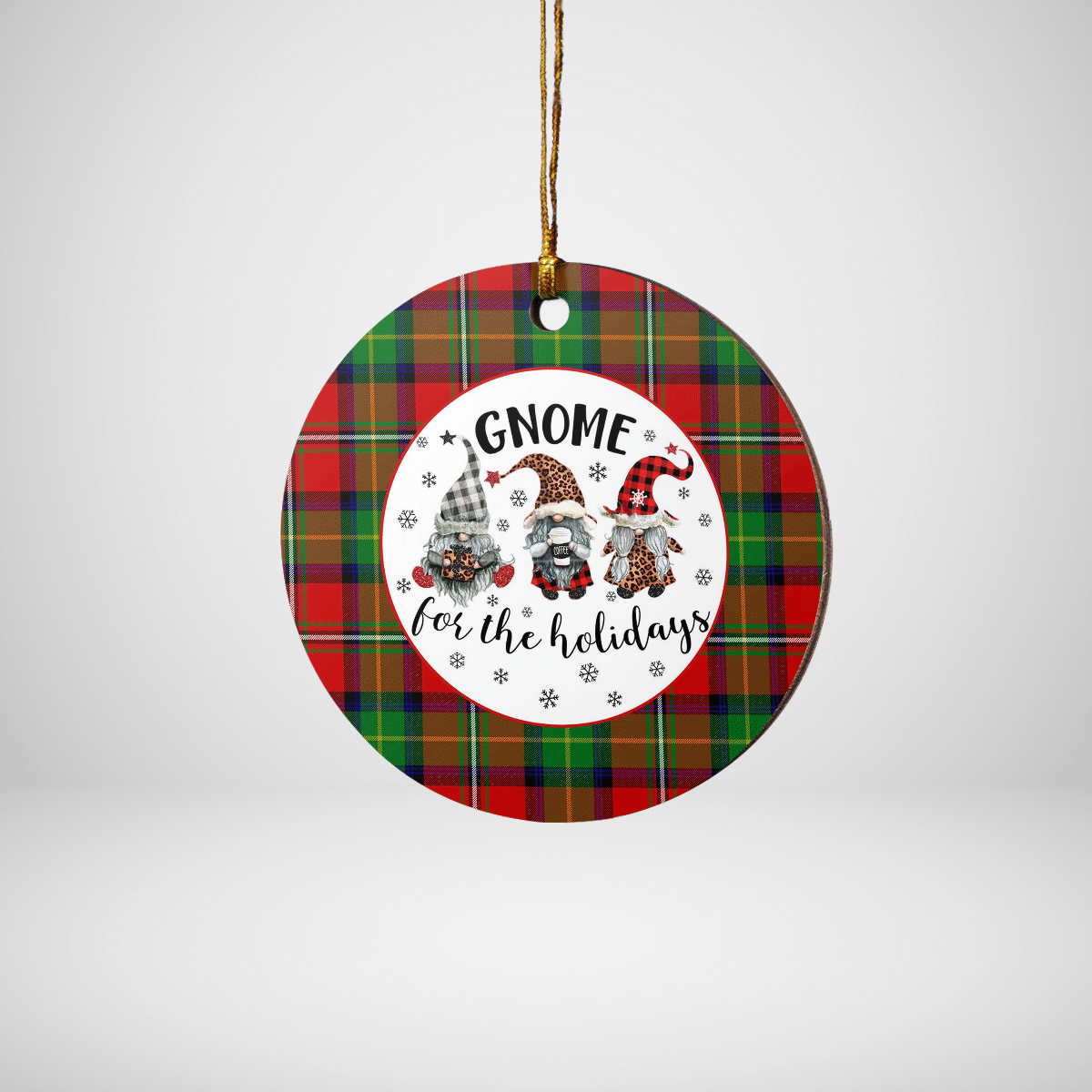 Clan Boyd Modern Tartan Gnome Round Ceramic Ornament GY86 Boyd Modern Tartan Tartan Christmas   