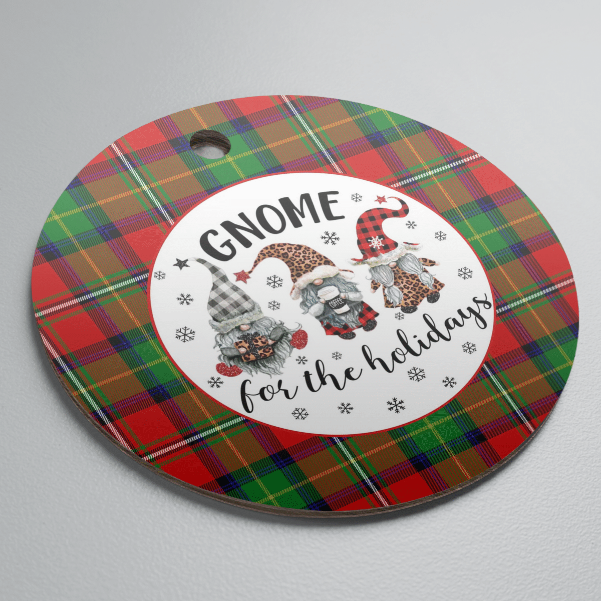 Clan Boyd Modern Tartan Gnome Round Ceramic Ornament GY86 Boyd Modern Tartan Tartan Christmas   