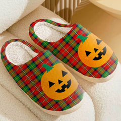 Clan Boyd Modern Tartan Halloween Pumpkin Slippers, Fluffy Spooky Slippers VM61 Boyd Modern Tartan Tartan Halloween   