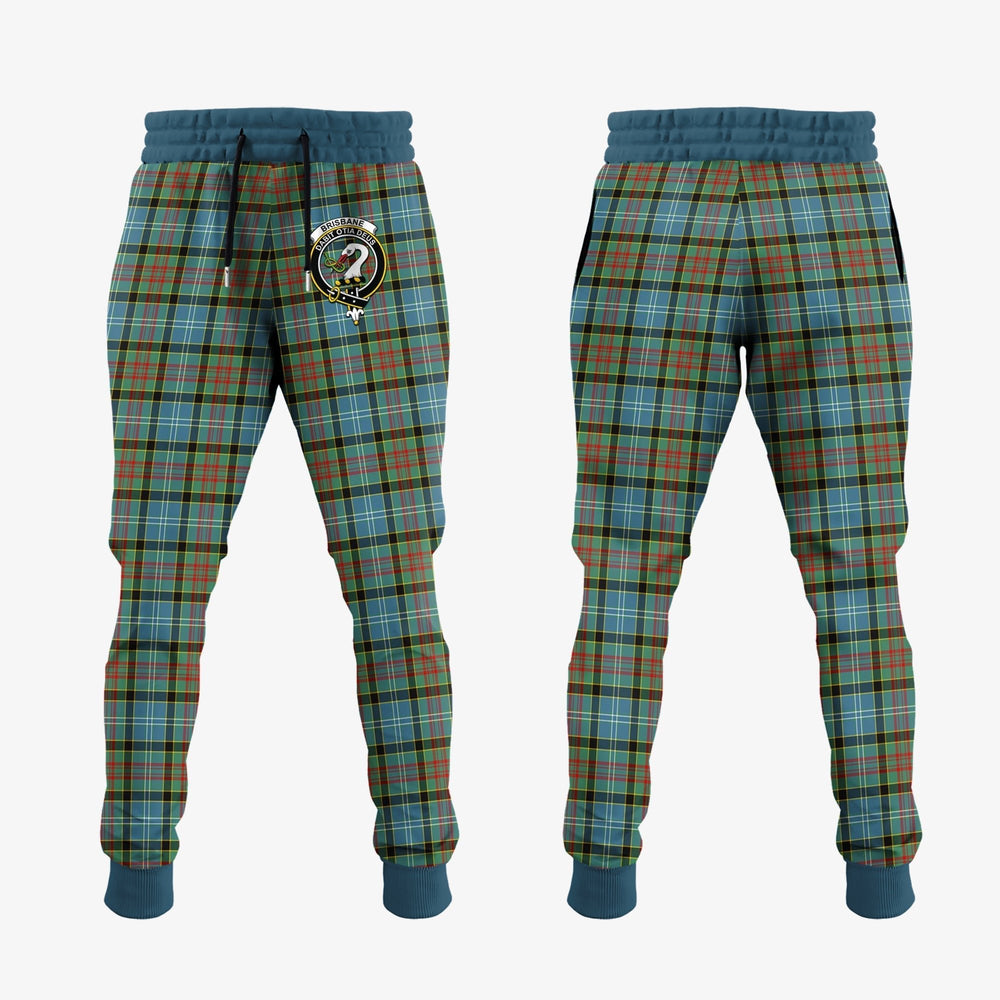 Clan Brisbane Modern Tartan Crest Jogger Sweatpants QE45 Clan Brisbane Tartan Today   