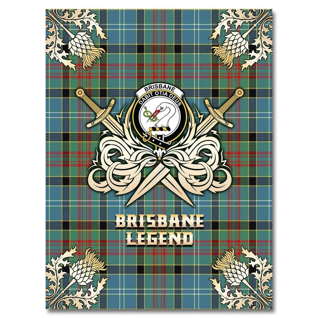 Clan Brisbane Modern Tartan Gold Courage Symbol Blanket TZ85 Clan Brisbane Tartan Today   
