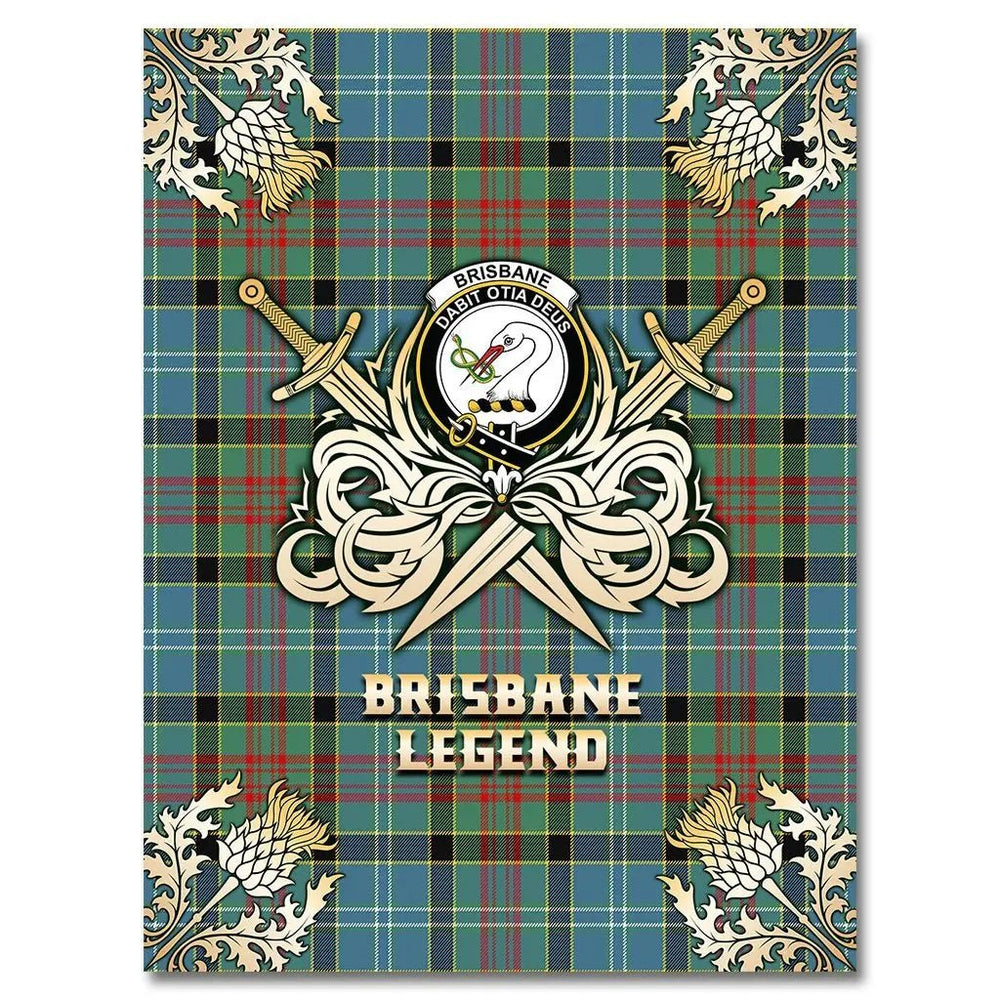 Clan Brisbane Modern Tartan Gold Courage Symbol Blanket TZ85 Clan Brisbane Tartan Today   