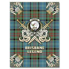 Clan Brisbane Modern Tartan Gold Courage Symbol Blanket TZ85 Clan Brisbane Tartan Today   