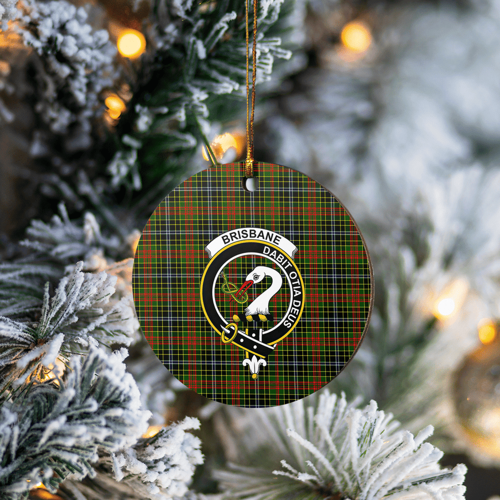 Clan Brisbane Tartan Crest Round Ceramic Ornament HZ60 Brisbane Tartan Tartan Christmas   