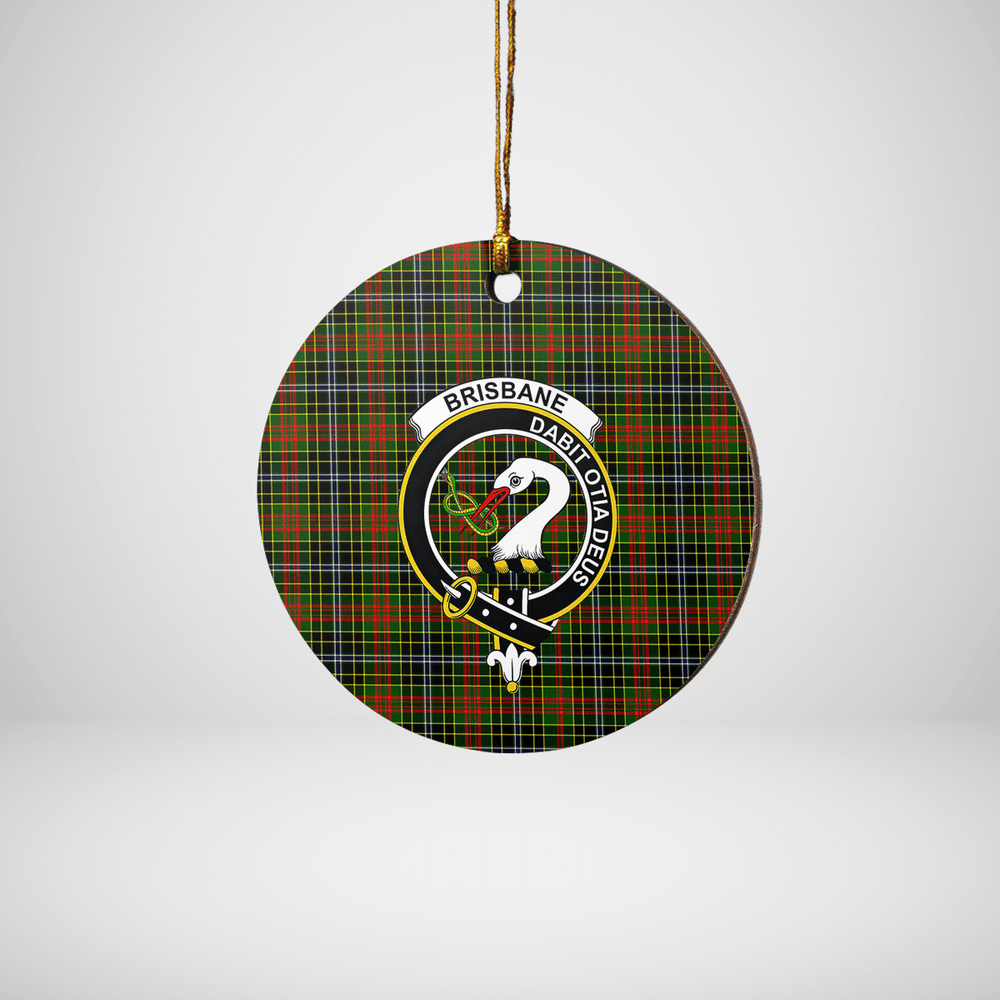 Clan Brisbane Tartan Crest Round Ceramic Ornament HZ60 Brisbane Tartan Tartan Christmas   