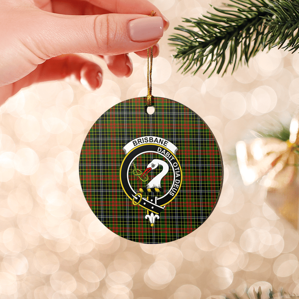 Clan Brisbane Tartan Crest Round Ceramic Ornament HZ60 Brisbane Tartan Tartan Christmas   