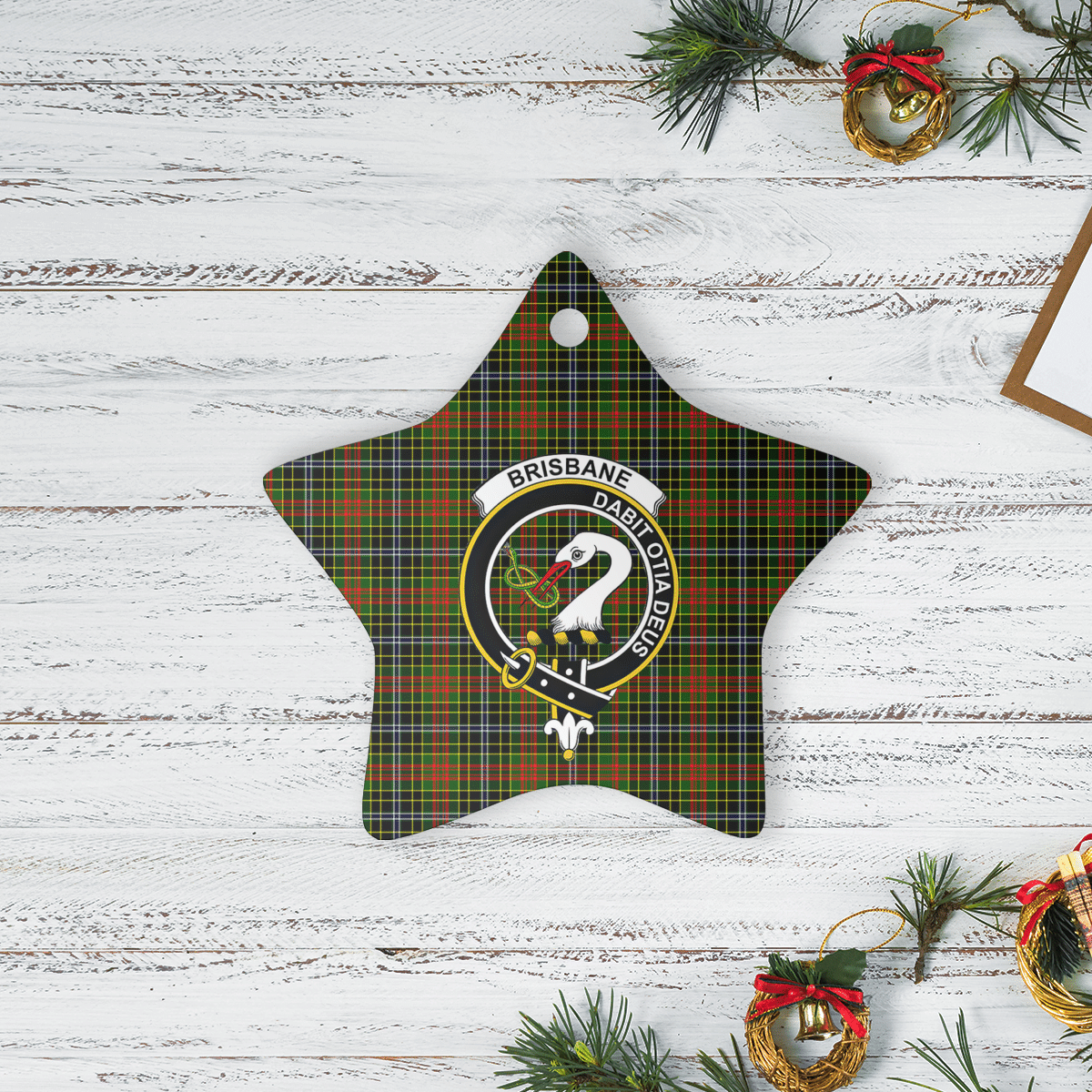 Clan Brisbane Tartan Crest Star Ceramic Ornament YJ37 Brisbane Tartan Tartan Christmas   