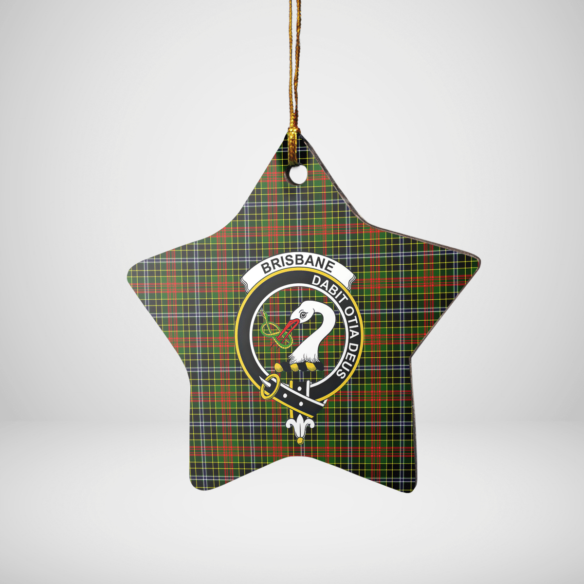 Clan Brisbane Tartan Crest Star Ceramic Ornament YJ37 Brisbane Tartan Tartan Christmas   