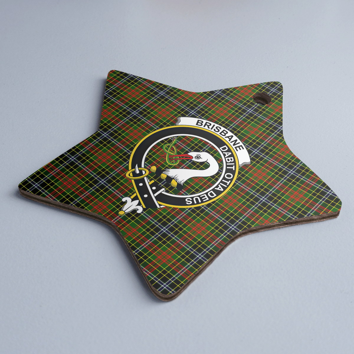 Clan Brisbane Tartan Crest Star Ceramic Ornament YJ37 Brisbane Tartan Tartan Christmas   