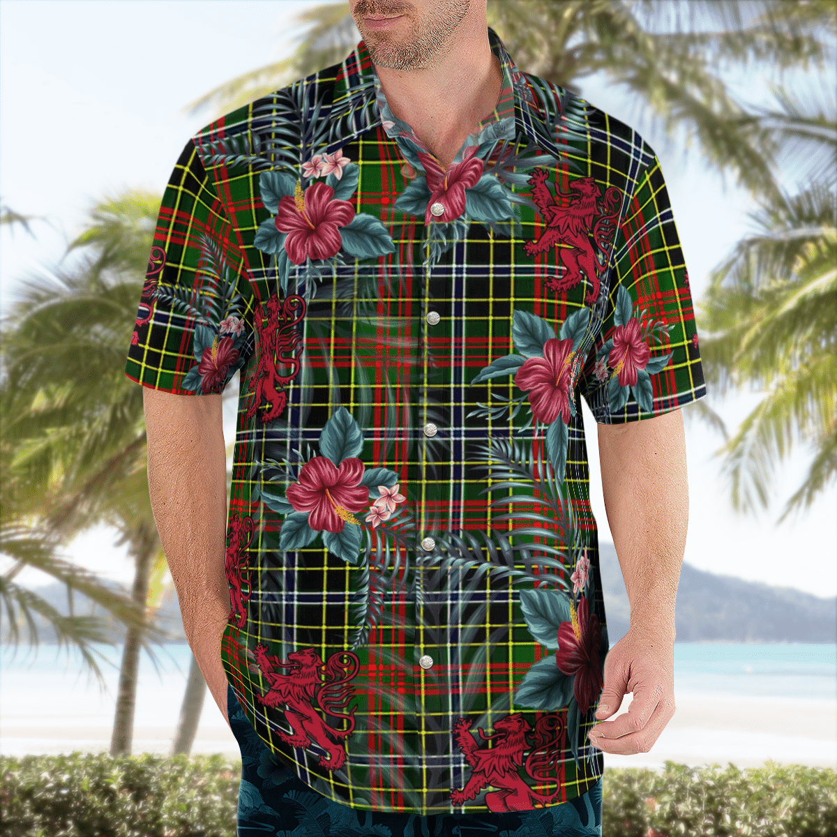 Clan Brisbane Tartan Scottish Lion Hawaiian Shirt KB61 Brisbane Tartan Tartan Hawaii Shirt   