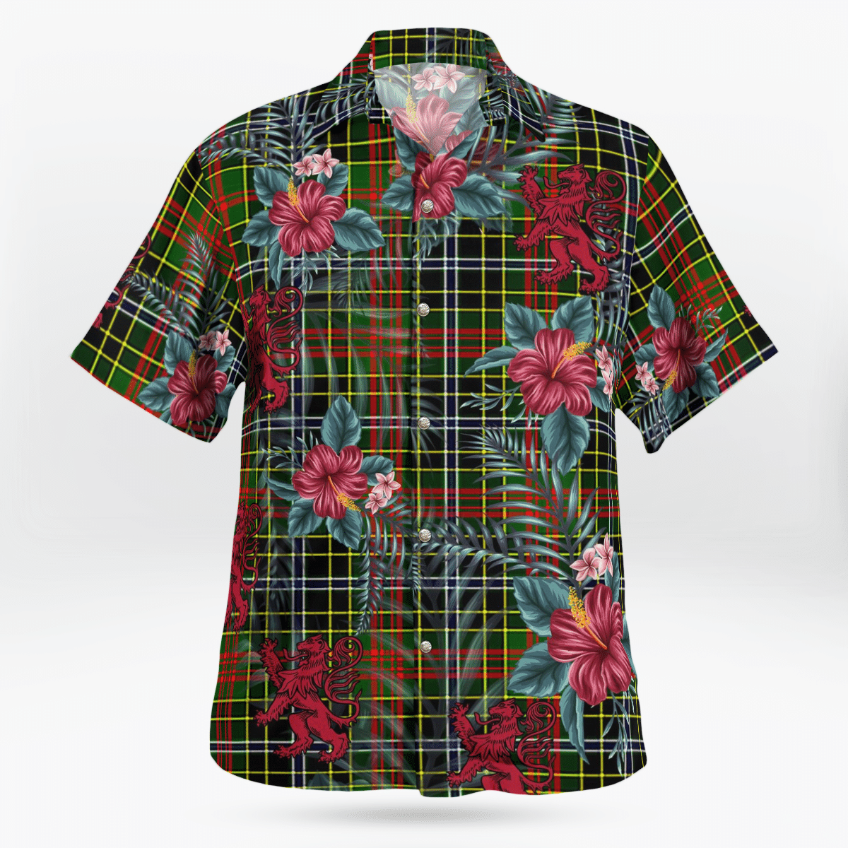 Clan Brisbane Tartan Scottish Lion Hawaiian Shirt KB61 Brisbane Tartan Tartan Hawaii Shirt   