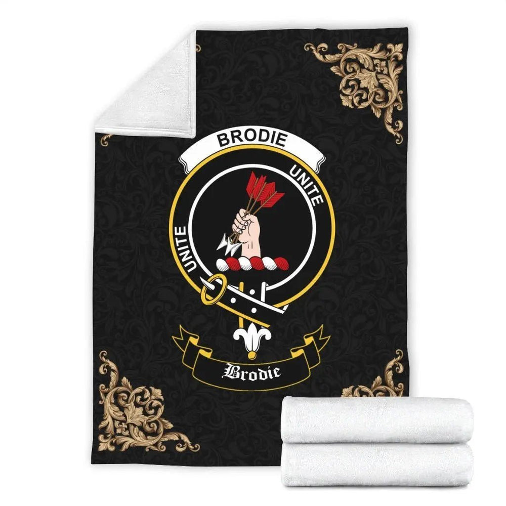 Clan Brodie Crest Tartan Premium Blanket Black ZG58 Clan Brodie Tartan Today   