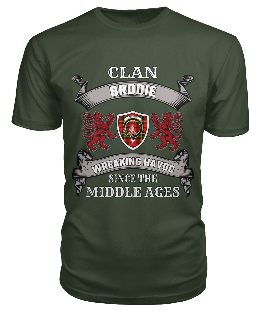 Clan Brodie Family Tartan 2D T-shirt DN18 Brodie Tartan Clan Tartan T-Shirt City Green S Brodie Tartan Clan
