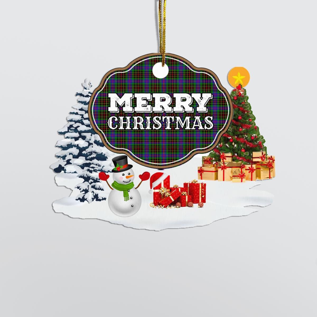 Clan Brodie Hunting Modern "Merry Christmas" Tartan Acrylic Ornament MP11 Brodie Hunting Modern Tartan Tartan Christmas   