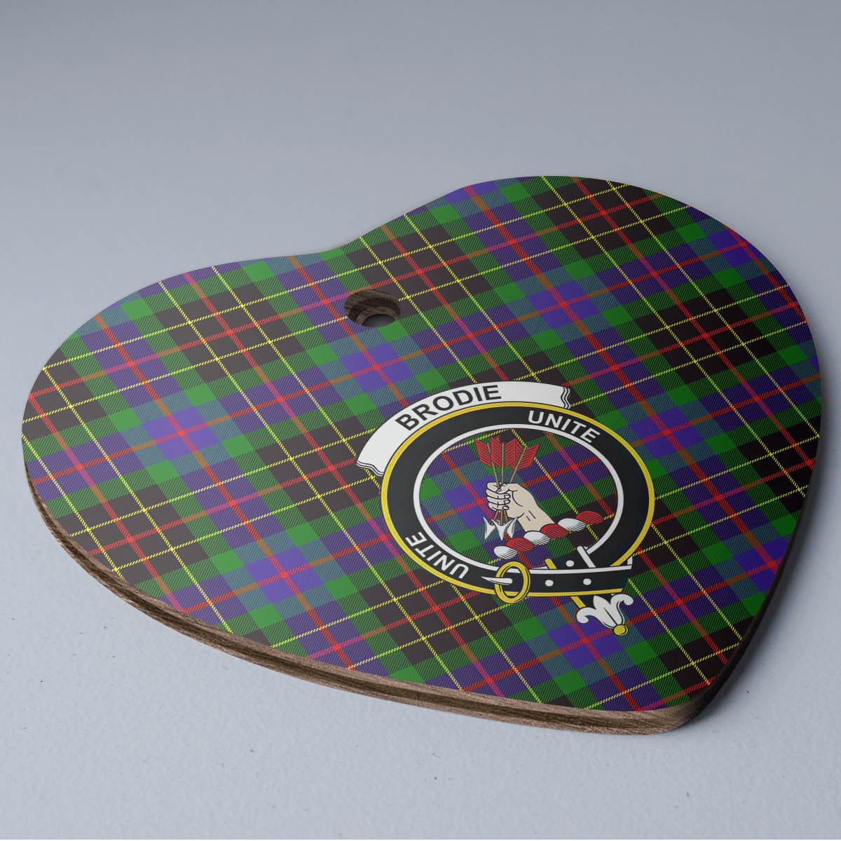 Clan Brodie Hunting Modern Tartan Crest Heart Ceramic Ornament WY49 Brodie Hunting Modern Tartan Tartan Christmas   