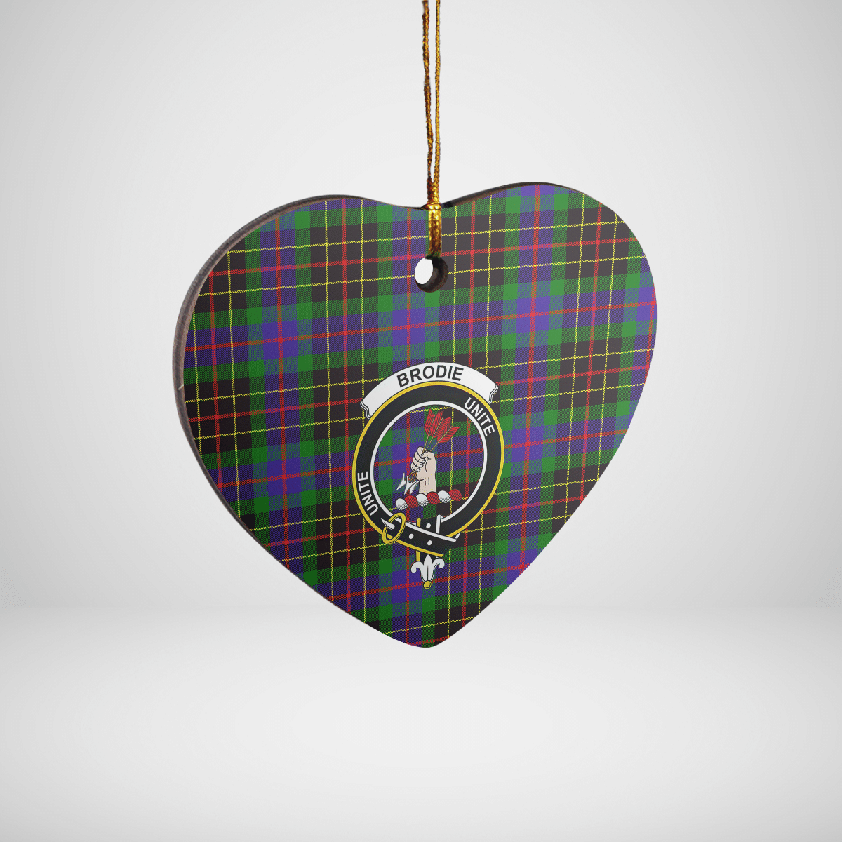 Clan Brodie Hunting Modern Tartan Crest Heart Ceramic Ornament WY49 Brodie Hunting Modern Tartan Tartan Christmas   