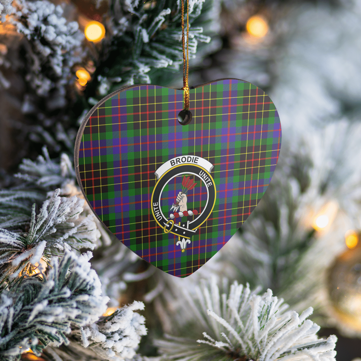 Clan Brodie Hunting Modern Tartan Crest Heart Ceramic Ornament WY49 Brodie Hunting Modern Tartan Tartan Christmas   