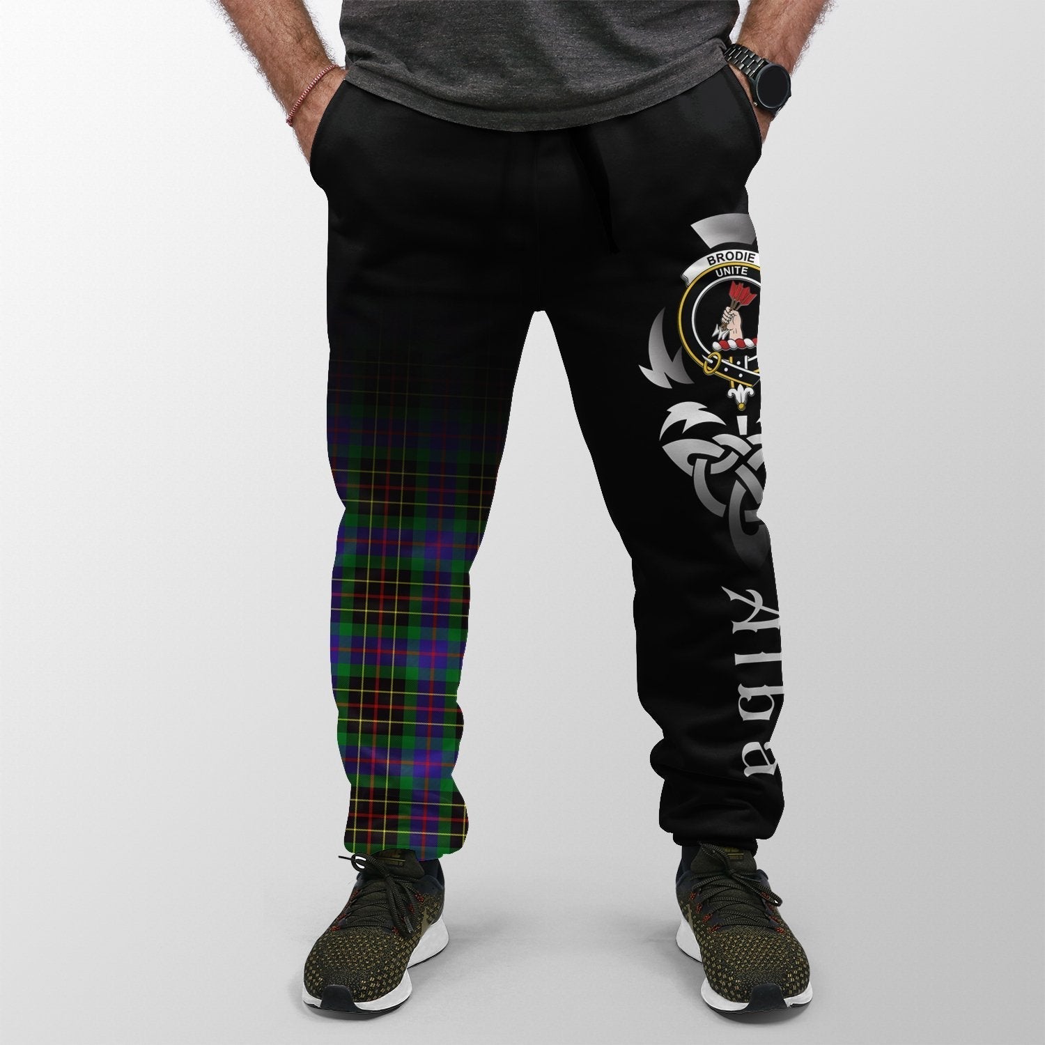 Clan Brodie Hunting Modern Tartan Crest Jogger Sweatpants  Alba Celtic Style RO43 Clan Brodie Tartan Today   