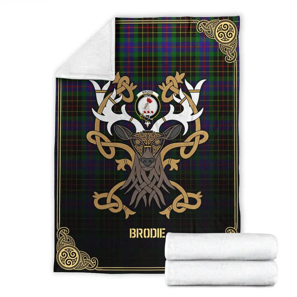 Clan Brodie Hunting Modern Tartan Crest Premium Blanket Celtic Stag Style VA18 Clan Brodie Tartan Today   
