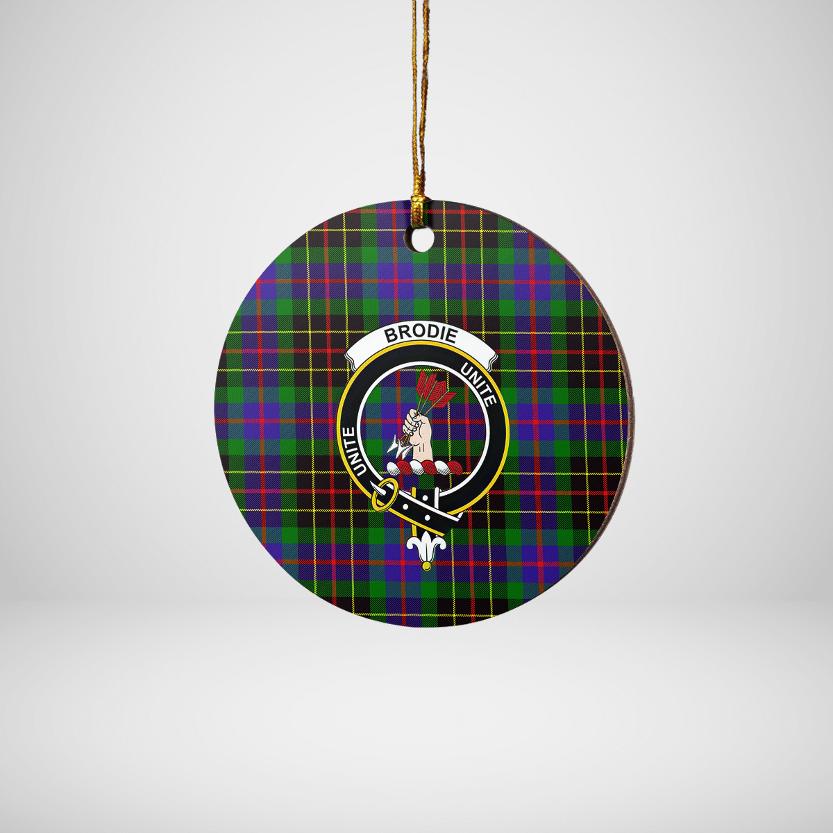 Clan Brodie Hunting Modern Tartan Crest Round Ceramic Ornament LA85 Brodie Hunting Modern Tartan Tartan Christmas   