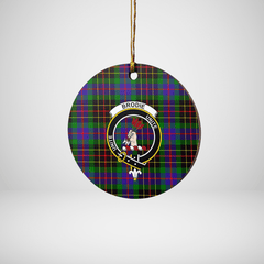 Clan Brodie Hunting Modern Tartan Crest Round Ceramic Ornament LA85 Brodie Hunting Modern Tartan Tartan Christmas   