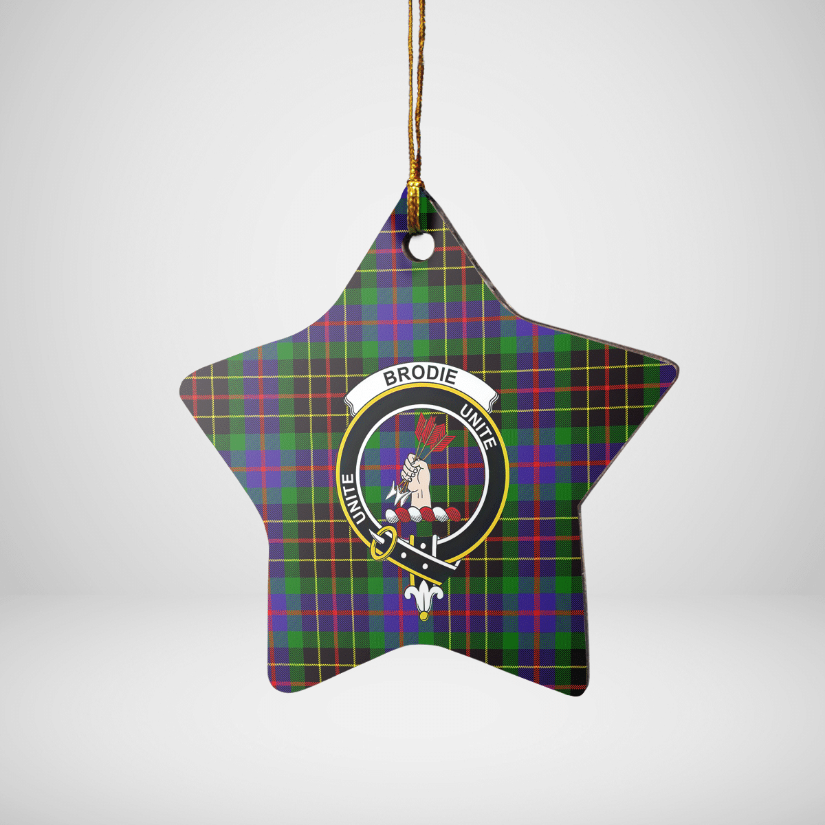 Clan Brodie Hunting Modern Tartan Crest Star Ceramic Ornament PD91 Brodie Hunting Modern Tartan Tartan Christmas   