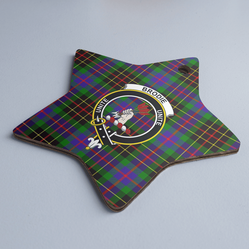 Clan Brodie Hunting Modern Tartan Crest Star Ceramic Ornament PD91 Brodie Hunting Modern Tartan Tartan Christmas   