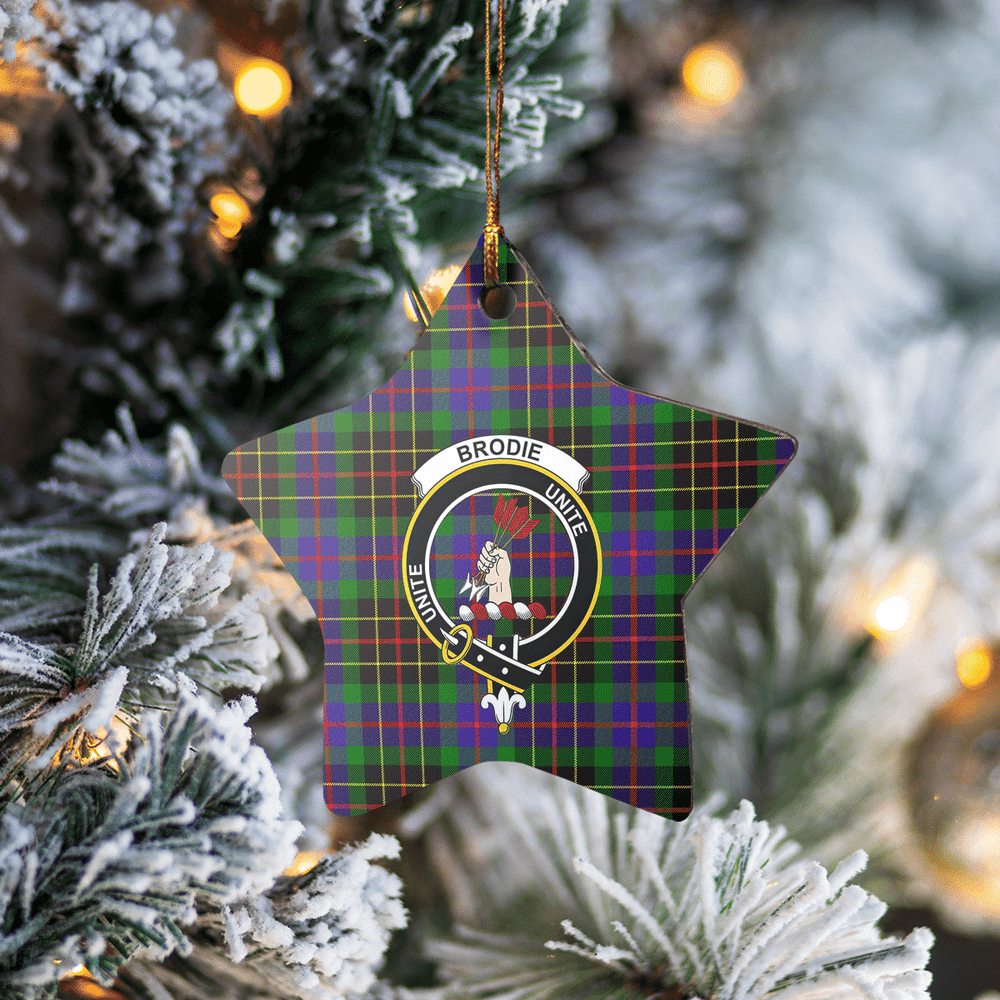 Clan Brodie Hunting Modern Tartan Crest Star Ceramic Ornament PD91 Brodie Hunting Modern Tartan Tartan Christmas   