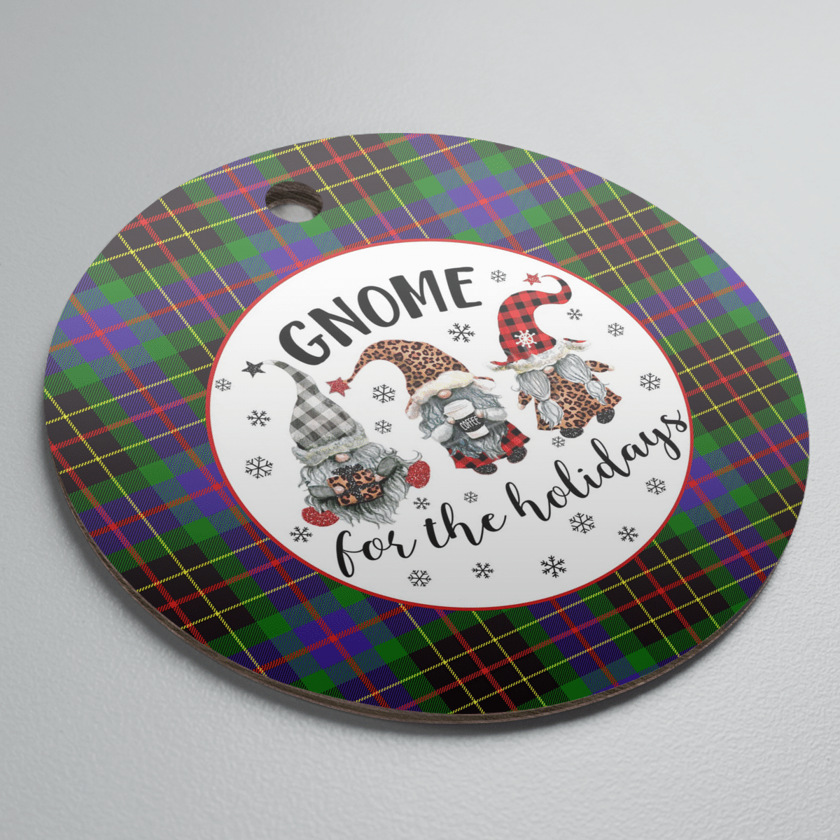 Clan Brodie Hunting Modern Tartan Gnome Round Ceramic Ornament FJ10 Brodie Hunting Modern Tartan Tartan Christmas   
