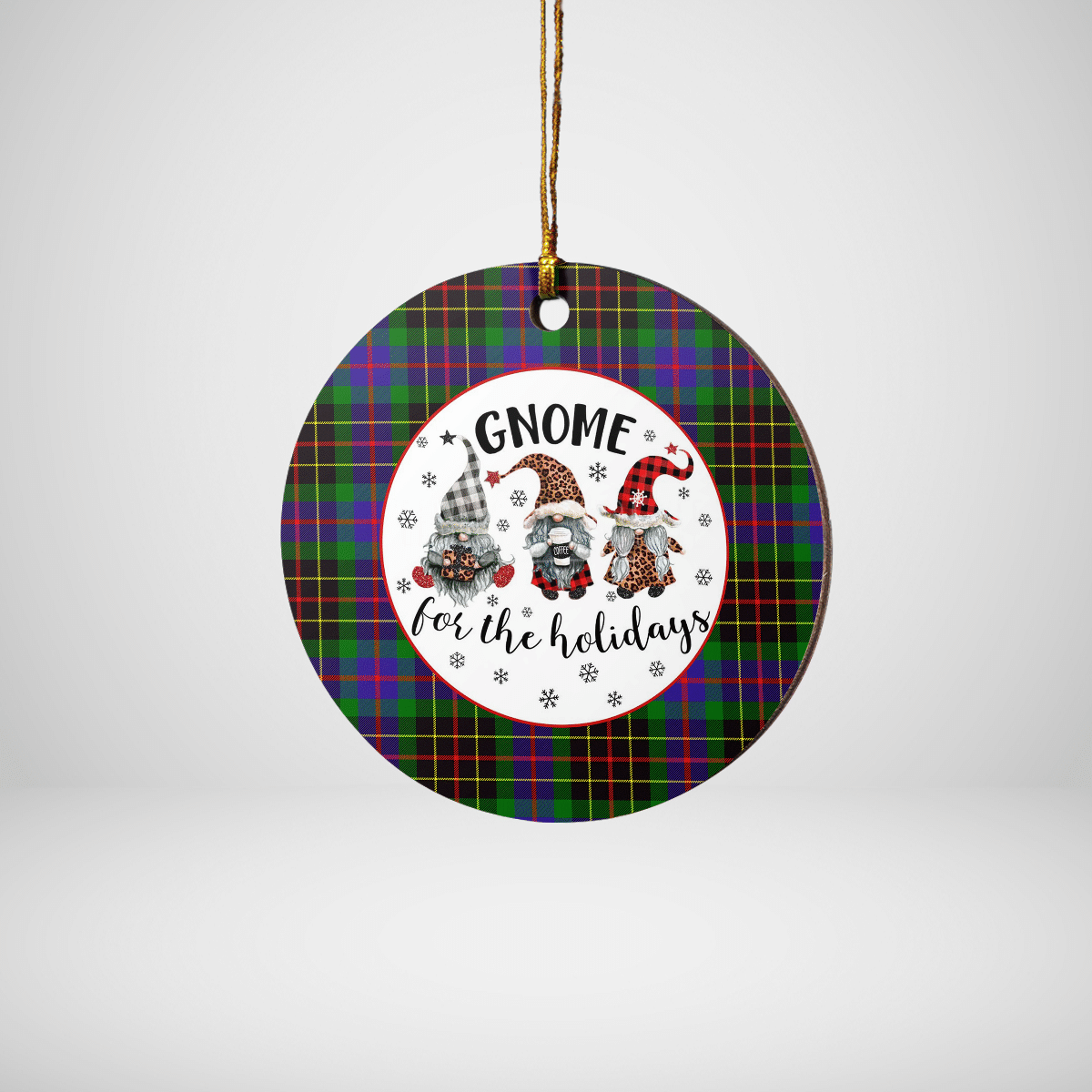 Clan Brodie Hunting Modern Tartan Gnome Round Ceramic Ornament FJ10 Brodie Hunting Modern Tartan Tartan Christmas   