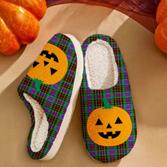 Clan Brodie Hunting Modern Tartan Halloween Pumpkin Slippers, Fluffy Spooky Slippers KJ76 Brodie Hunting Modern Tartan Tartan Halloween   