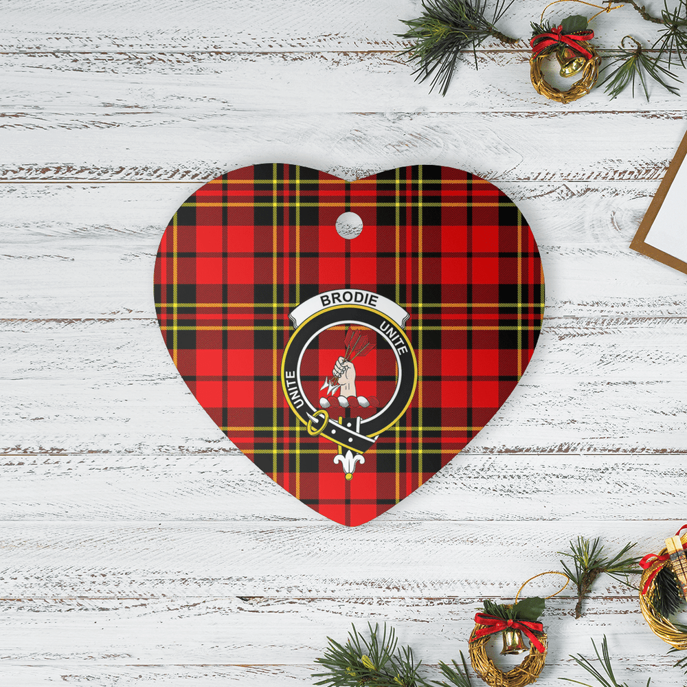 Clan Brodie Modern Tartan Crest Heart Ceramic Ornament TB68 Brodie Modern Tartan Tartan Christmas   