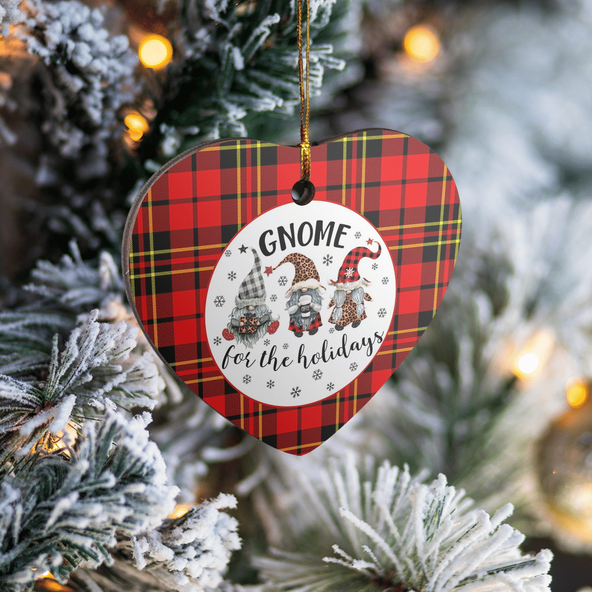 Clan Brodie Modern Tartan Gnome Heart Ceramic Ornament OJ81 Brodie Modern Tartan Gnome Tartan Christmas   