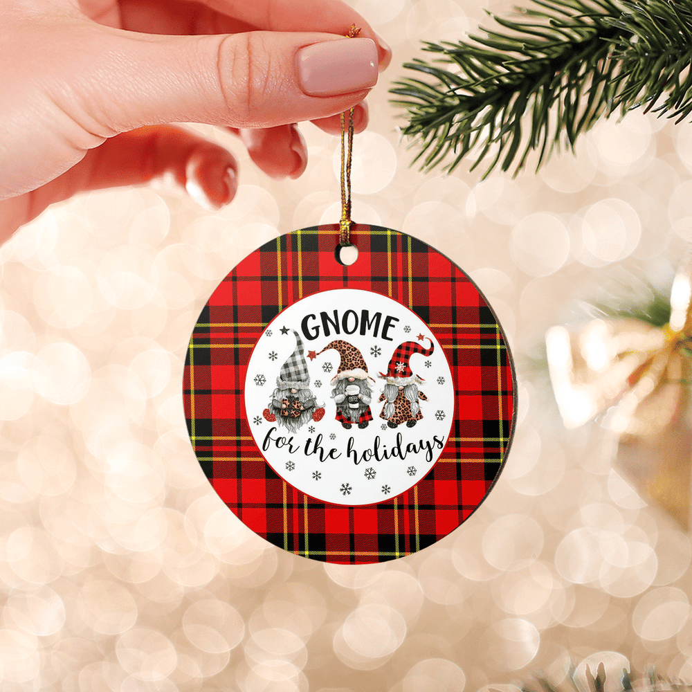 Clan Brodie Modern Tartan Gnome Round Ceramic Ornament JS13 Brodie Modern Tartan Tartan Christmas   